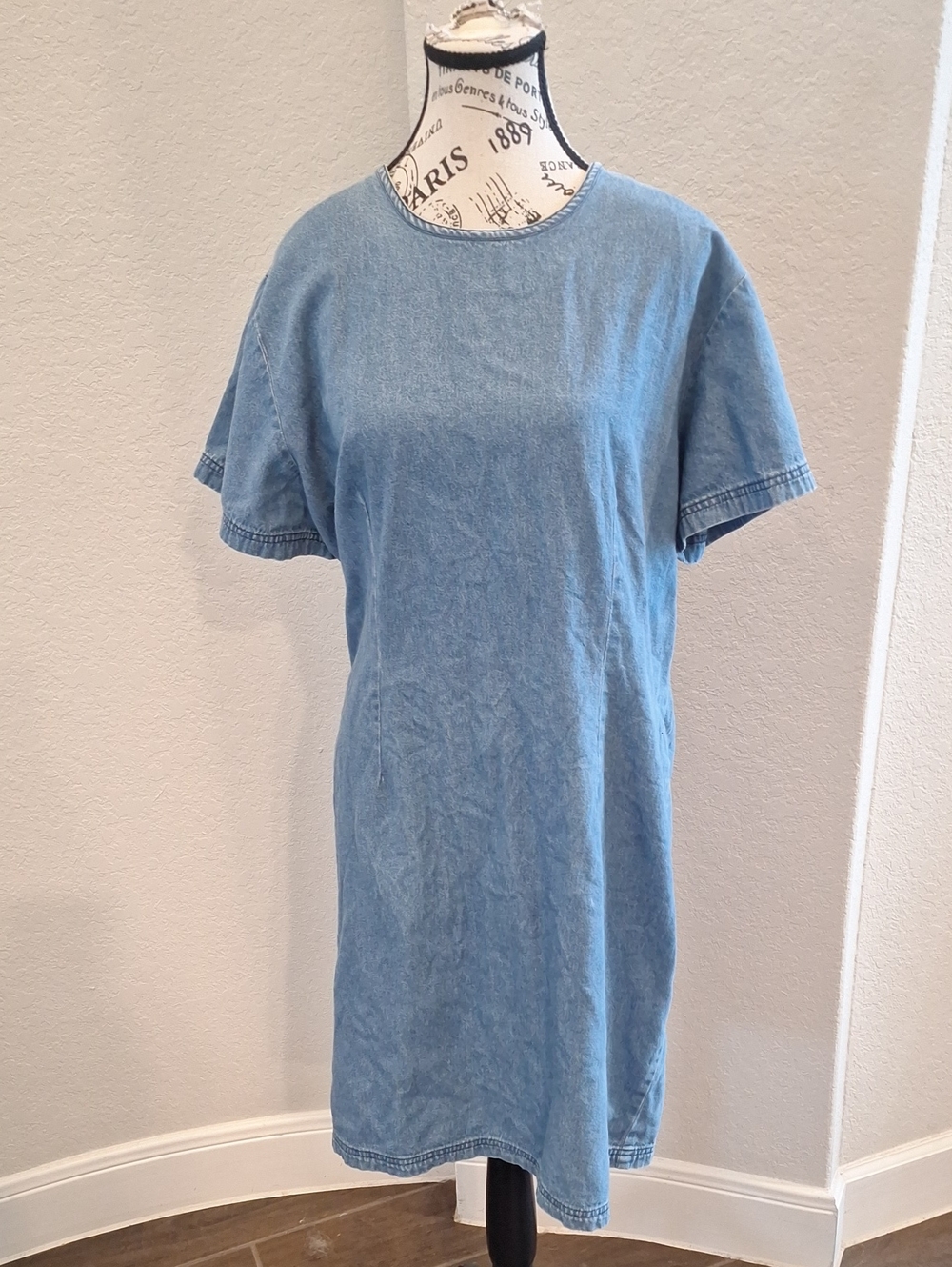 Vintage 90s 100% Cotton Newport News Short Sleeve Denim Dress Size 16W